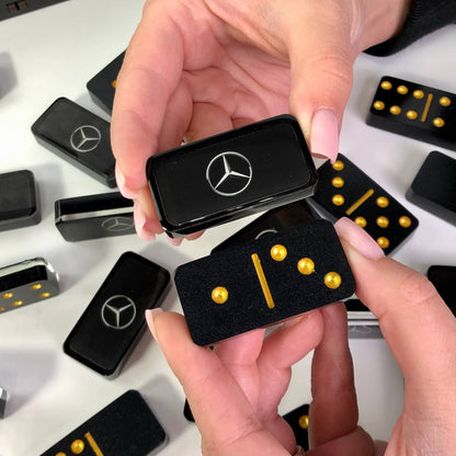 Dominoes Set Handmade Epoxy resin Car Brand Mercedes 49*24*10mm in box. Gift-ready and Customized