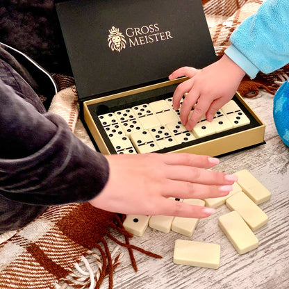 Elegant Acrylic Dominoes Set in wooden box, 53*27*12mm domino size. Gift-ready