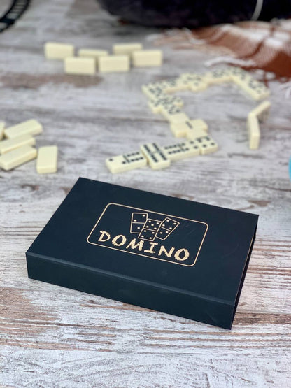 Elegant Acrylic Dominoes Set in wooden box, 53*27*12mm domino size. Gift-ready