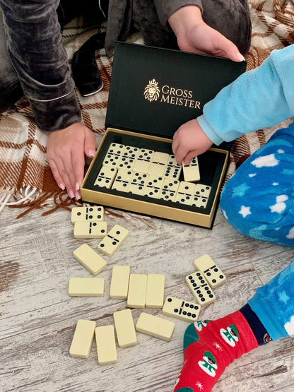 Elegant Acrylic Dominoes Set in wooden box, 53*27*12mm domino size. Gift-ready