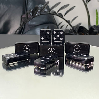 Dominoes Set Handmade Epoxy resin Car Brand Mercedes 49*24*10mm in box. Gift-ready and Customized