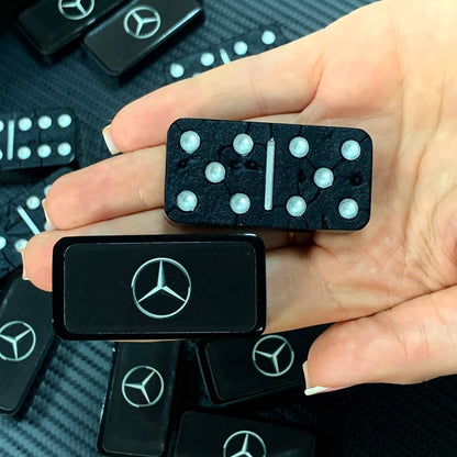 Dominoes Set Handmade Epoxy resin Car Brand Mercedes 49*24*10mm in box. Gift-ready and Customized