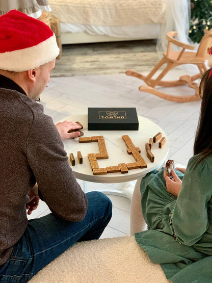 Luxury Domino set from Wood and Elegant Leather, 52*27*12mm orange dominoes, Gift-ready