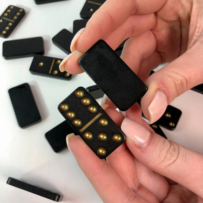 Small Black Dominoes set, 40*20mm. Family game set. Gift-ready for years to come.