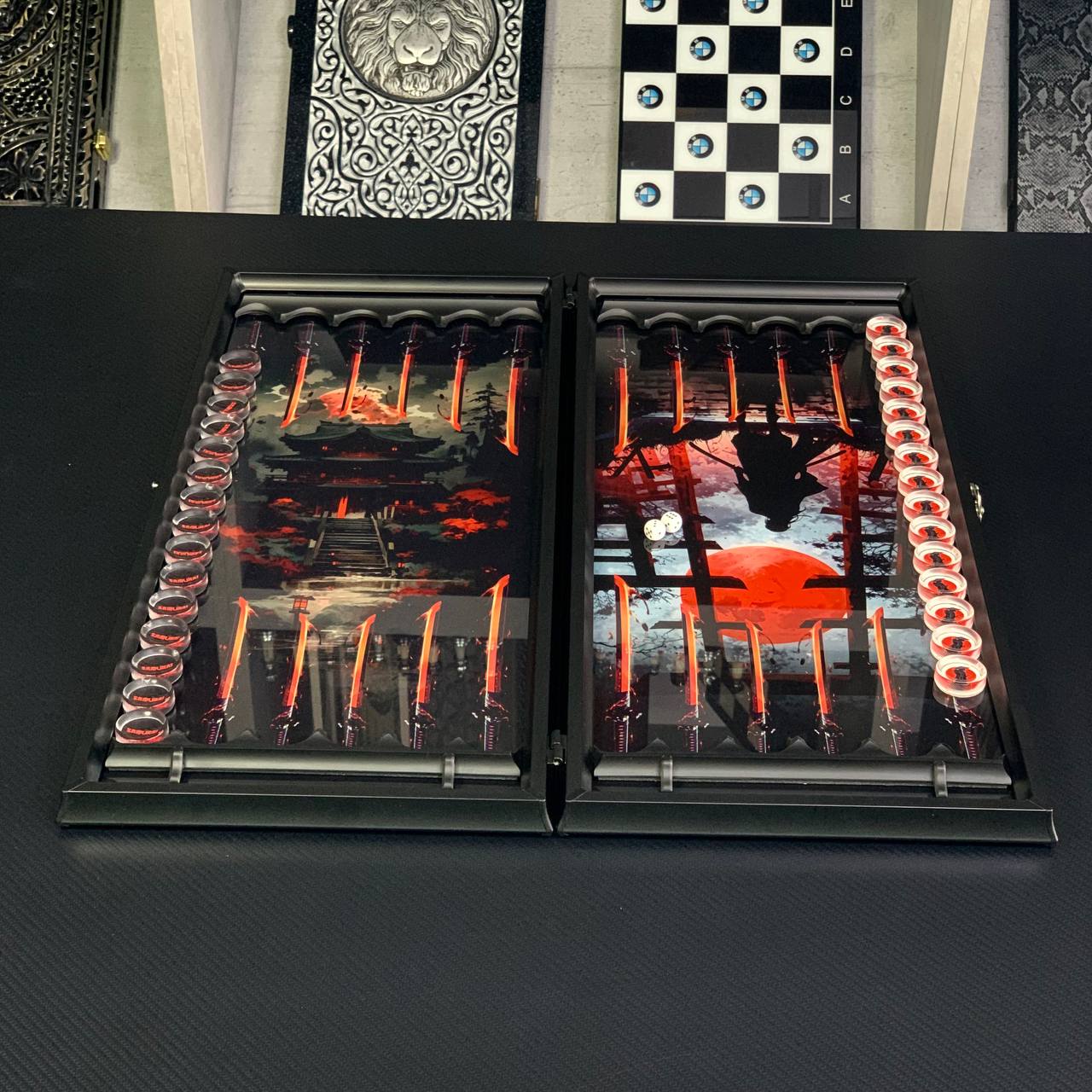 Elite Glass Backgammon Set "The way of the Samurai" 61*27cm, Customized and Gift-ready