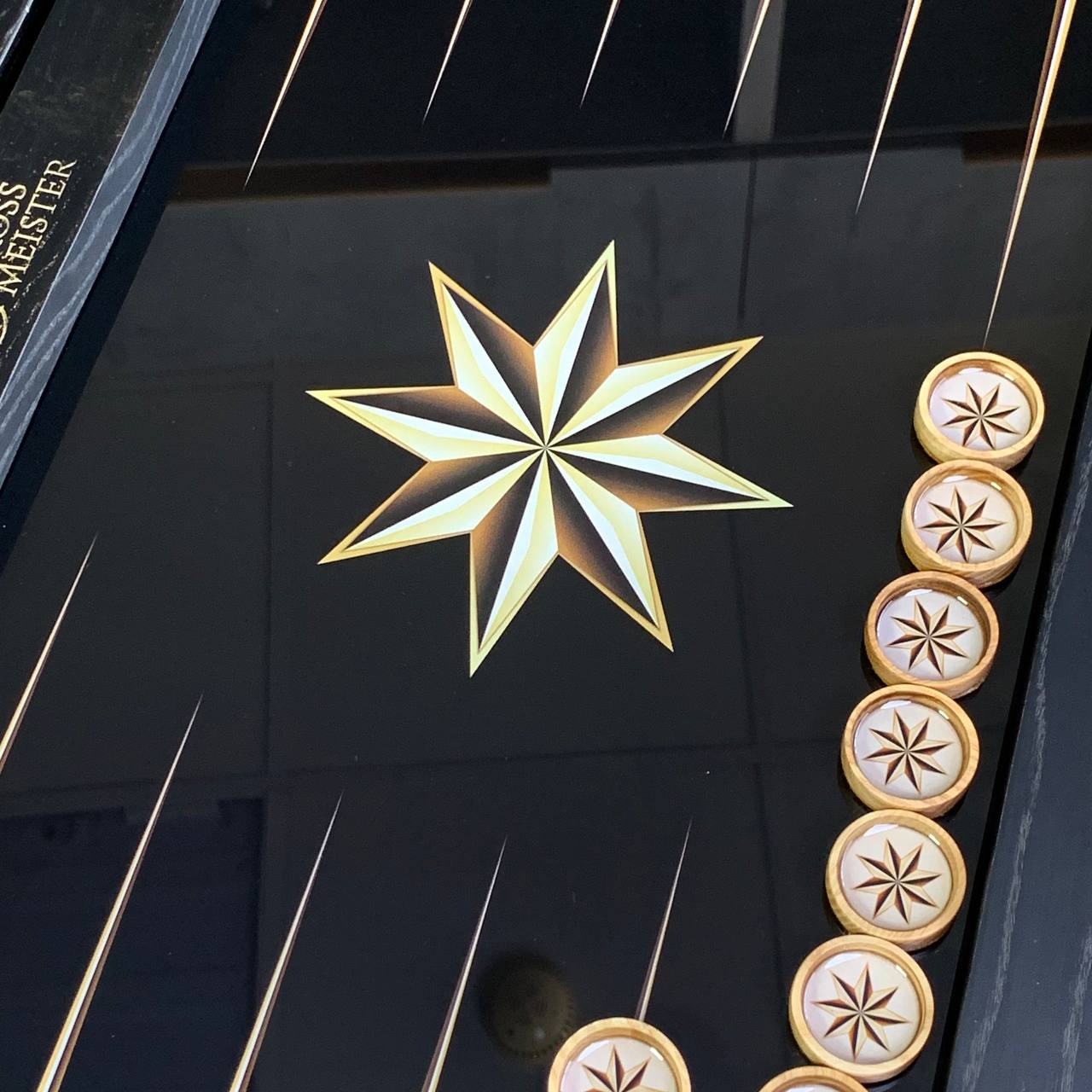 Exclusive Glass Backgammon with Star. Wooden board game. Gift-ready and Customized