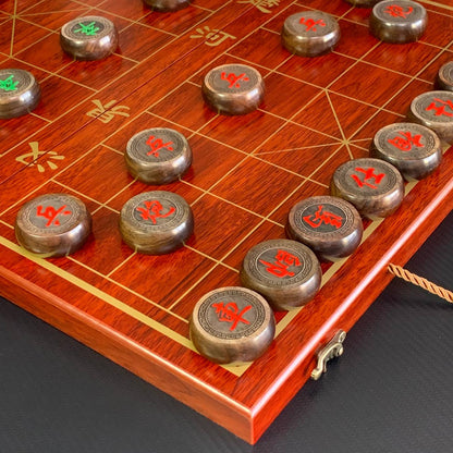 Classic chinese wooden chess set Xiangqi, travel compact sized chess set, unusual gift for dad, Gift-ready