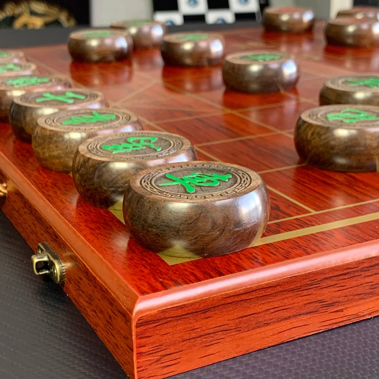 Classic chinese wooden chess set Xiangqi, travel compact sized chess set, unusual gift for dad, Gift-ready