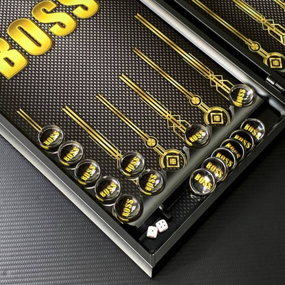 Stylish Glass Backgammon with BOSS Inscription 61*27cm, Gift-ready, Premium quality