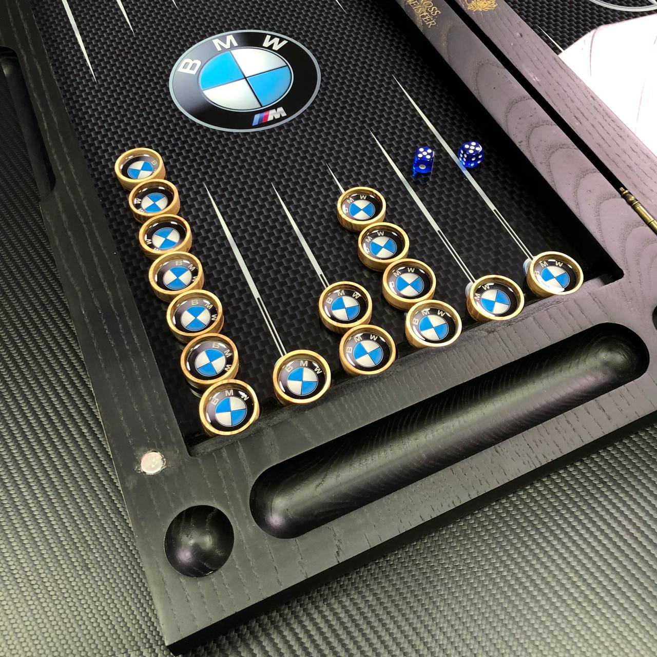 Luxury Glass&Wood Backgammon Set with Car brand Batle, Customized and Gift-ready