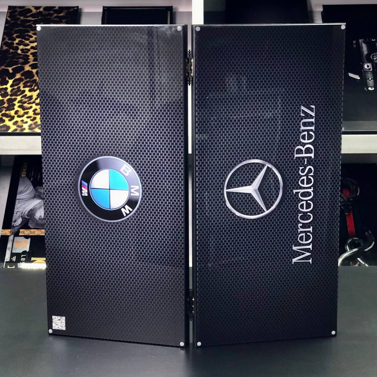 Luxury Glass&Wood Backgammon Set with Car brand Batle, Customized and Gift-ready