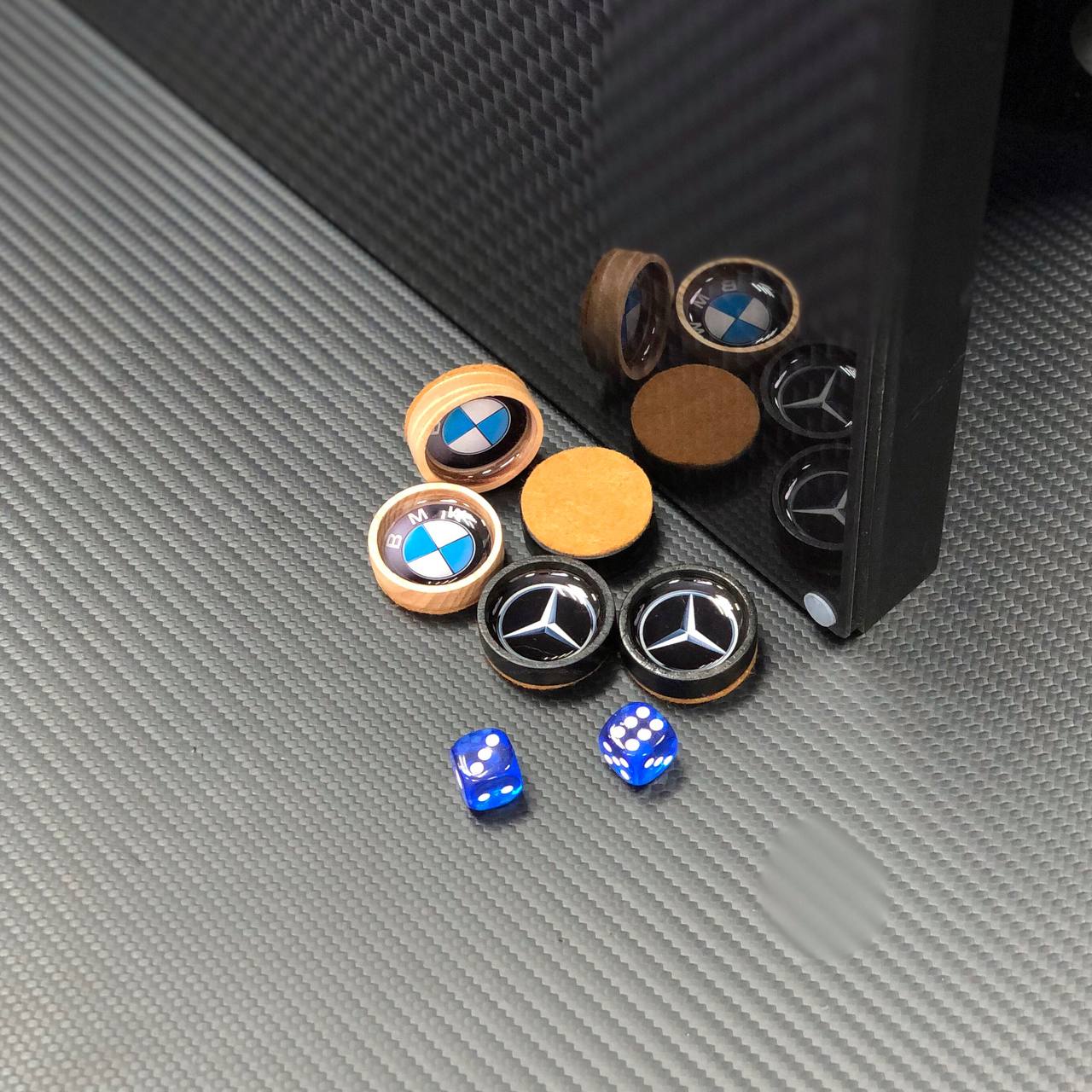 Luxury Glass&Wood Backgammon Set with Car brand Batle, Customized and Gift-ready