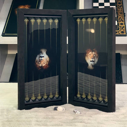 Exclusive Handmade Metal and Glass Backgammon Set 40*20cm, Gift-ready compact size