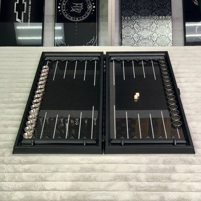 Backgammon aus Carbon und Metall, 61 x 23 cm, Art. 260000 