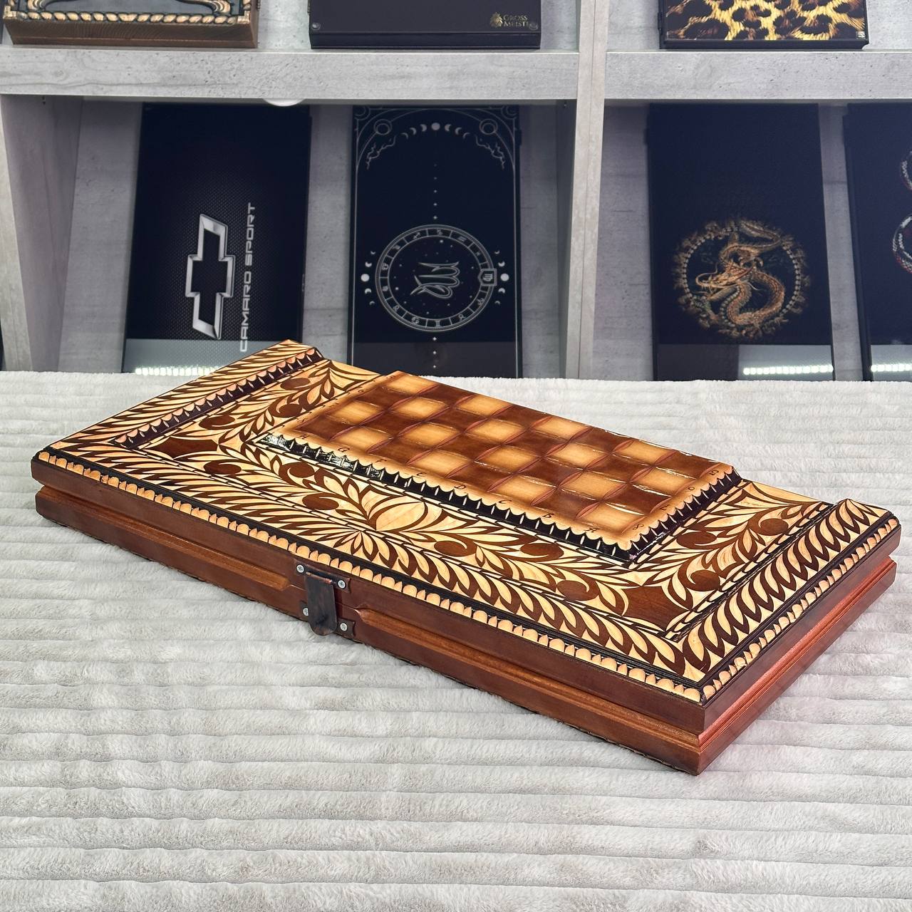 Exclusive Handmade Wooden Chess Set 3-in-1, 70*35cm, Art.191001. Customized and Gift-ready