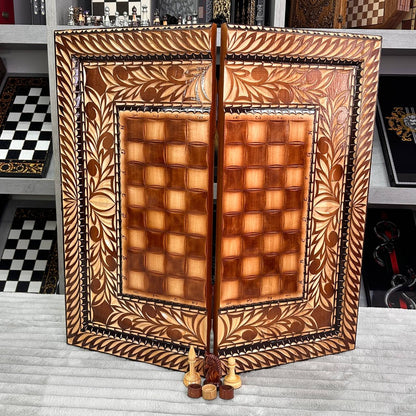 Exclusive Handmade Wooden Chess Set 3-in-1, 70*35cm, Art.191001. Customized and Gift-ready