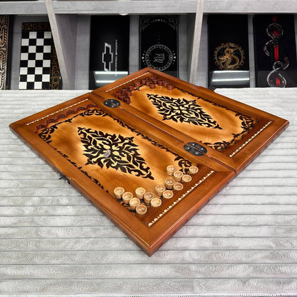 Exclusive Handmade Wooden Chess Set 3-in-1, 70*35cm, Art.191001. Customized and Gift-ready