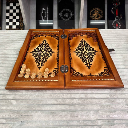 Exclusive Handmade Wooden Chess Set 3-in-1, 70*35cm, Art.191001. Customized and Gift-ready