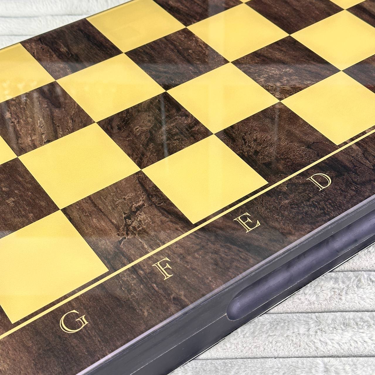 Schach- und Backgammon-Set aus Glas, 3 in 1, im Holzrahmen, 2 Größen, ein luxuriöses Brettspiel als Geschenk