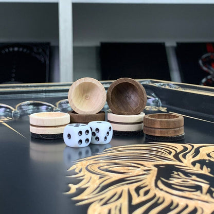 Wooden Backgammon "Lion" Set - 60*28mm, Luxury Ash Wood, Carved Design, Gift-Ready