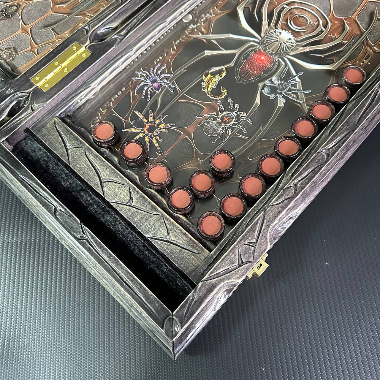 Luxurious Wooden Backgammon Set “Spider” with Glass Play Area (58×28×10 cm, Art. 192368) Gift-ready