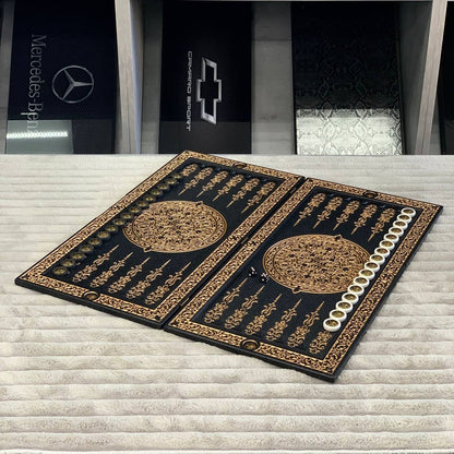 Luxury Black Acrylic Stone Backgammon "Golden Lion" 58*28cm Light Version Gift-ready | Free worldwide delivery