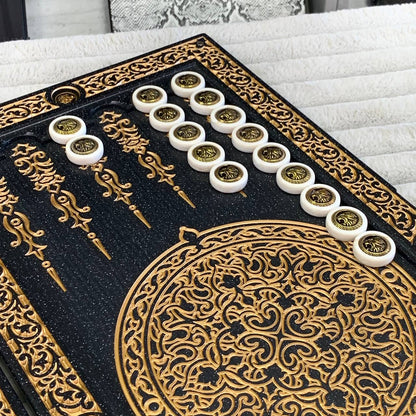 Luxury Black Acrylic Stone Backgammon "Golden Lion" 58*28cm Light Version Gift-ready | Free worldwide delivery