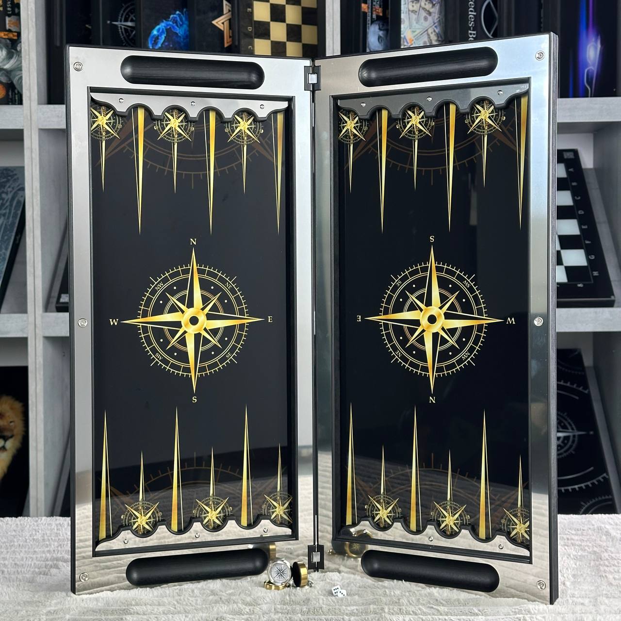 Premium Metal Backgammon Set – Map Design, Stainless Steel & Tempered Glass | Free Global Delivery Gift-ready