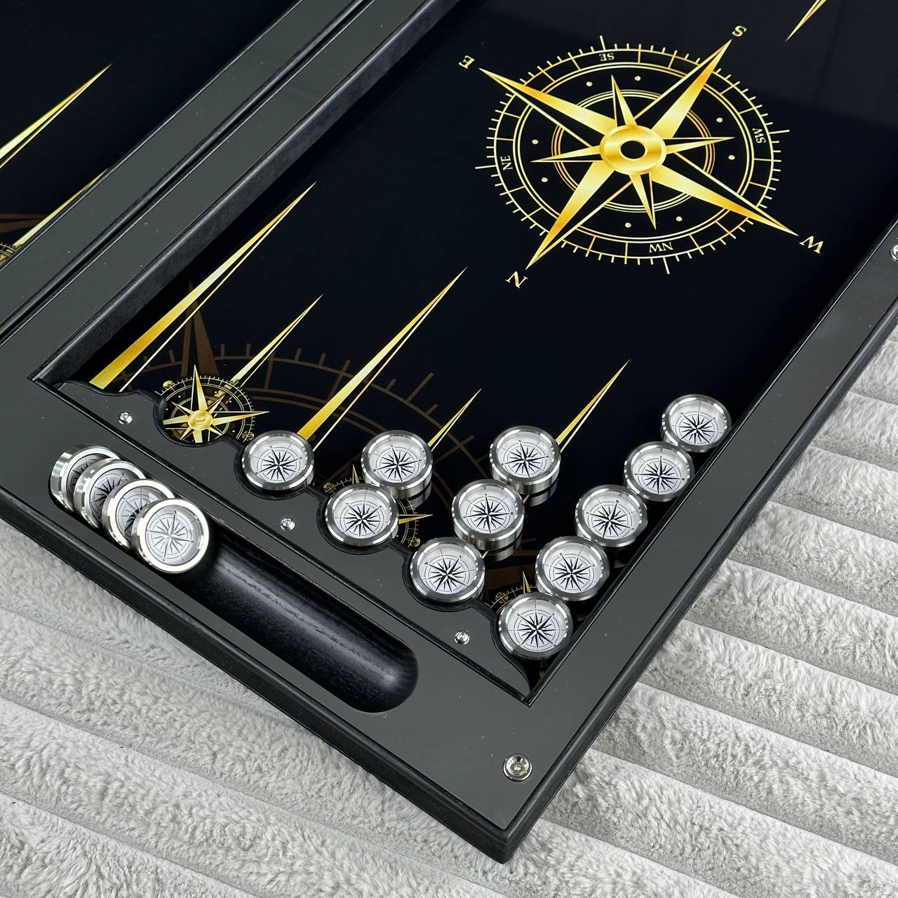 Premium Metal Backgammon Set – Map Design, Stainless Steel & Tempered Glass | Free Global Delivery Gift-ready