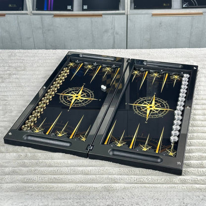 Premium Metal Backgammon Set – Map Design, Stainless Steel & Tempered Glass | Free Global Delivery Gift-ready