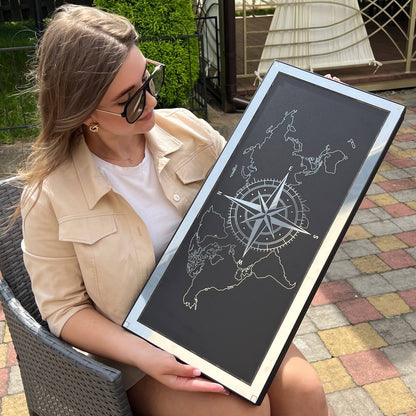 Premium Metal Backgammon Set – Map Design, Stainless Steel & Tempered Glass | Free Global Delivery Gift-ready
