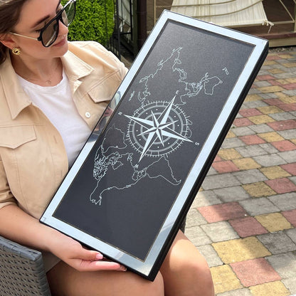 Premium Metal Backgammon Set – Map Design, Stainless Steel & Tempered Glass | Free Global Delivery Gift-ready