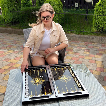 Premium Metal Backgammon Set – Map Design, Stainless Steel & Tempered Glass | Free Global Delivery Gift-ready