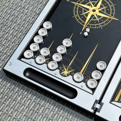 Premium Metal Backgammon Set – Map Design, Stainless Steel & Tempered Glass | Free Global Delivery Gift-ready