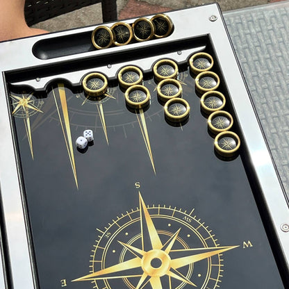 Premium Metal Backgammon Set – Map Design, Stainless Steel & Tempered Glass | Free Global Delivery Gift-ready