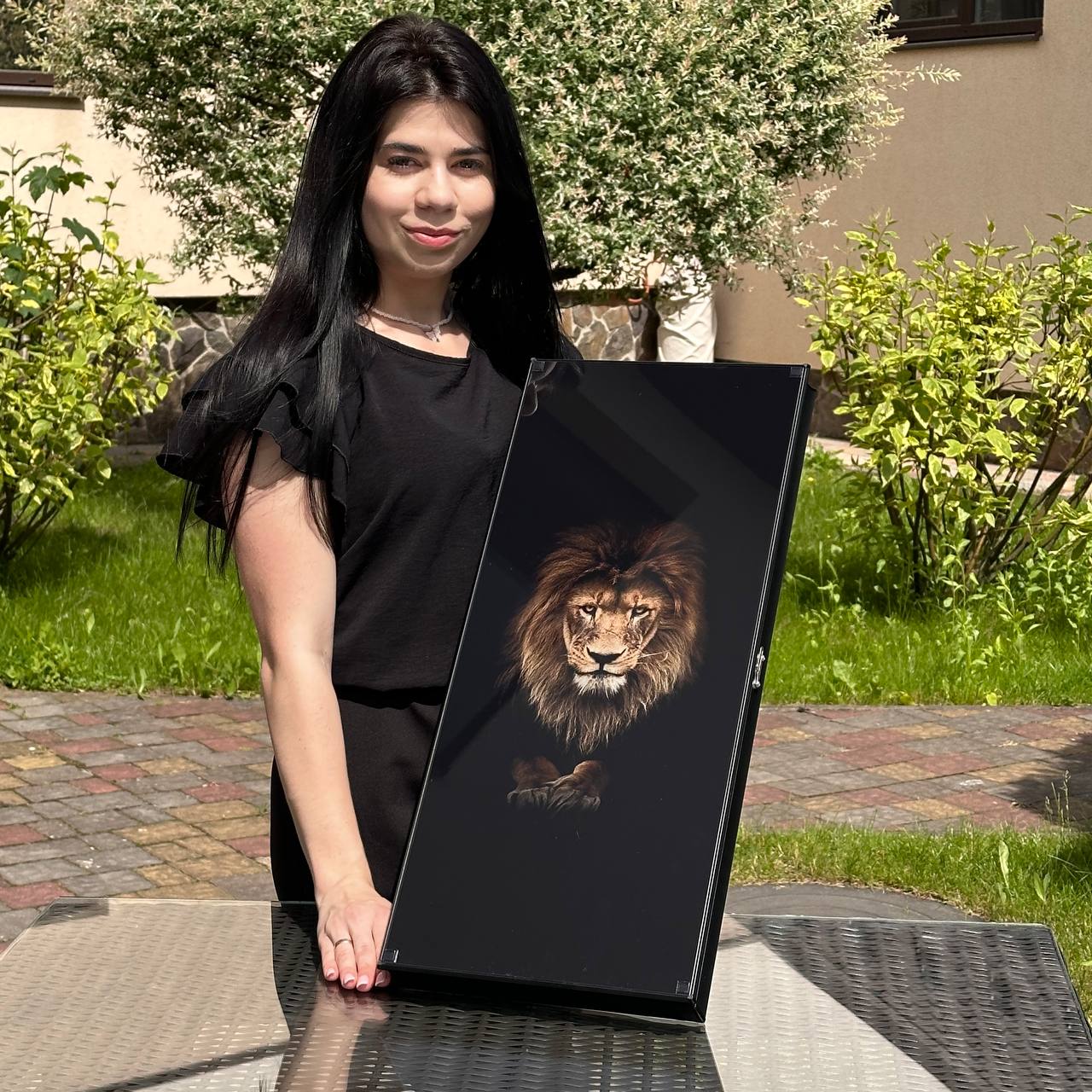Exquisite Glass Backgammon "Lion" - 61×27 cm, Art. 250058. Customized. Gift-ready | Free worldwide delivery