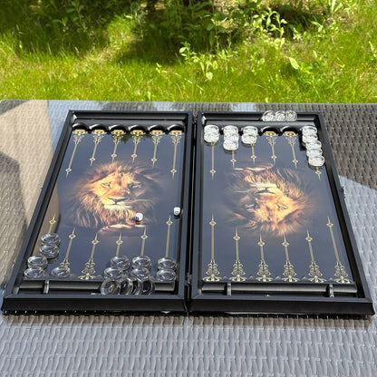Exquisite Glass Backgammon "Lion" - 61×27 cm, Art. 250058. Customized. Gift-ready | Free worldwide delivery