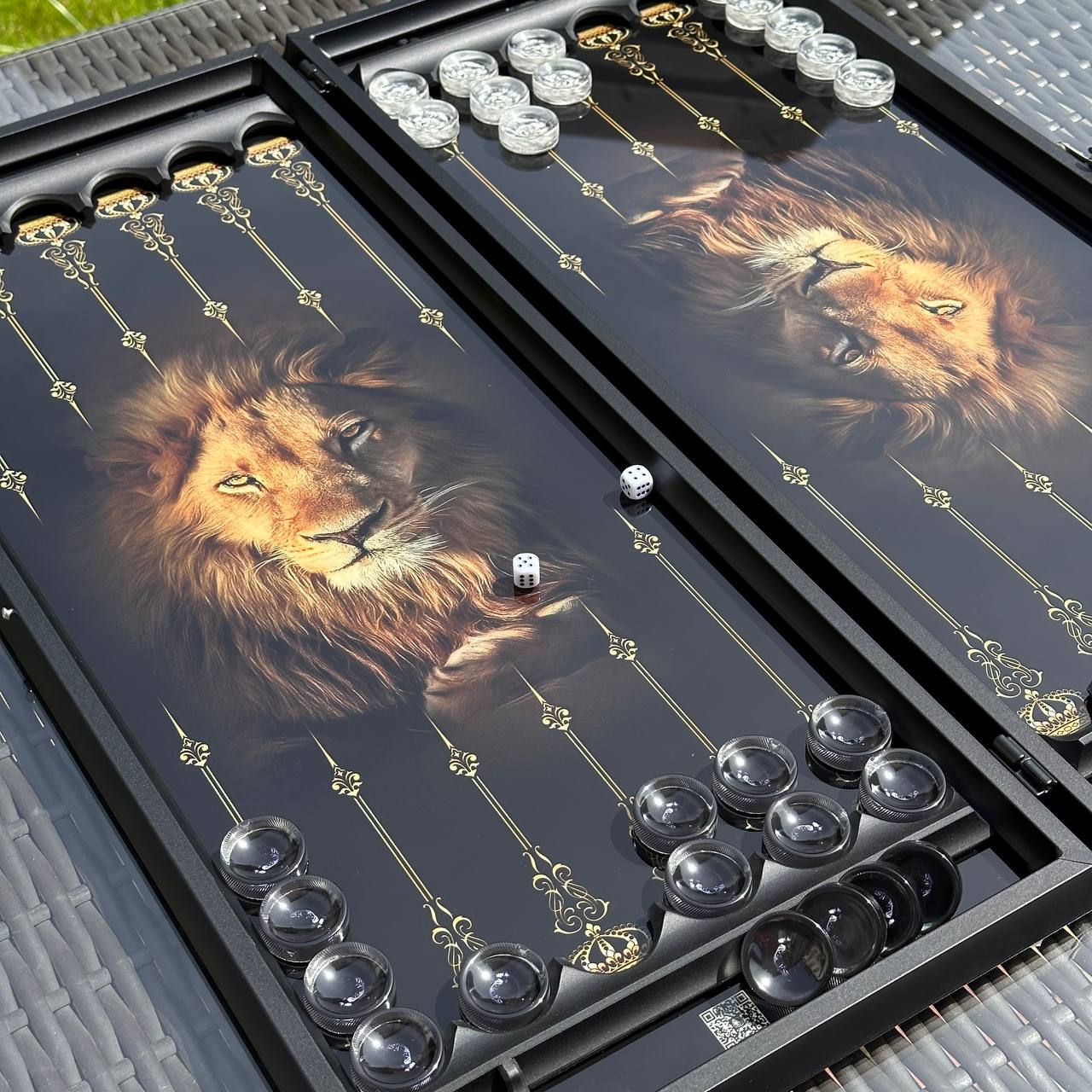 Exquisite Glass Backgammon "Lion" - 61×27 cm, Art. 250058. Customized. Gift-ready | Free worldwide delivery