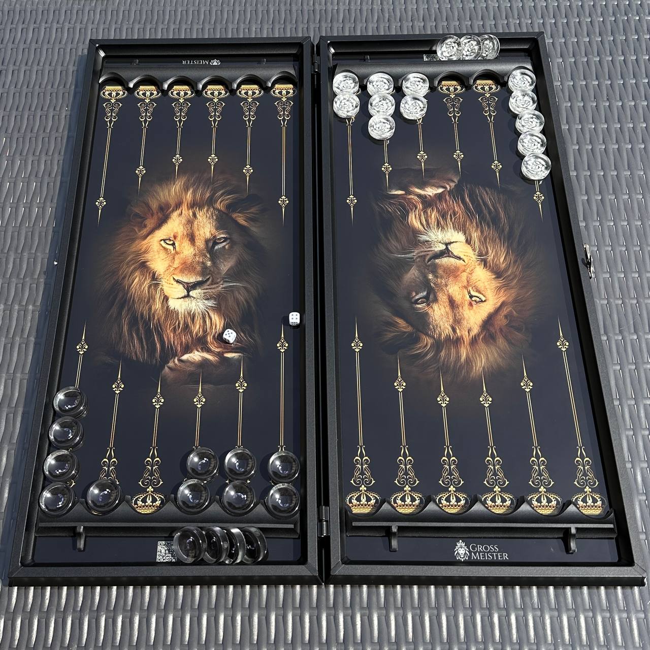 Exquisite Glass Backgammon "Lion" - 61×27 cm, Art. 250058. Customized. Gift-ready | Free worldwide delivery