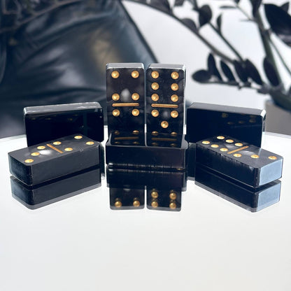 Dominoes Set Handmade Epoxy resin Classic Black 52*26*10mm  in box. Gift-ready