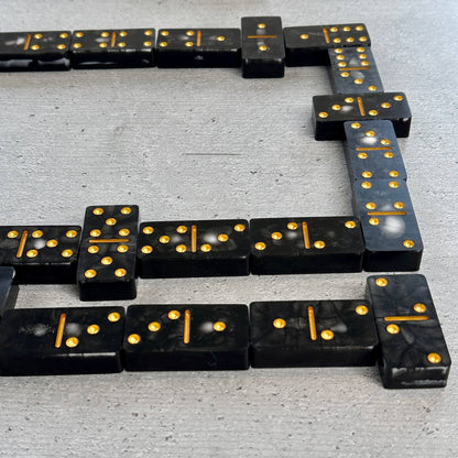 Dominoes Set Handmade Epoxy resin Classic Black 52*26*10mm  in box. Gift-ready