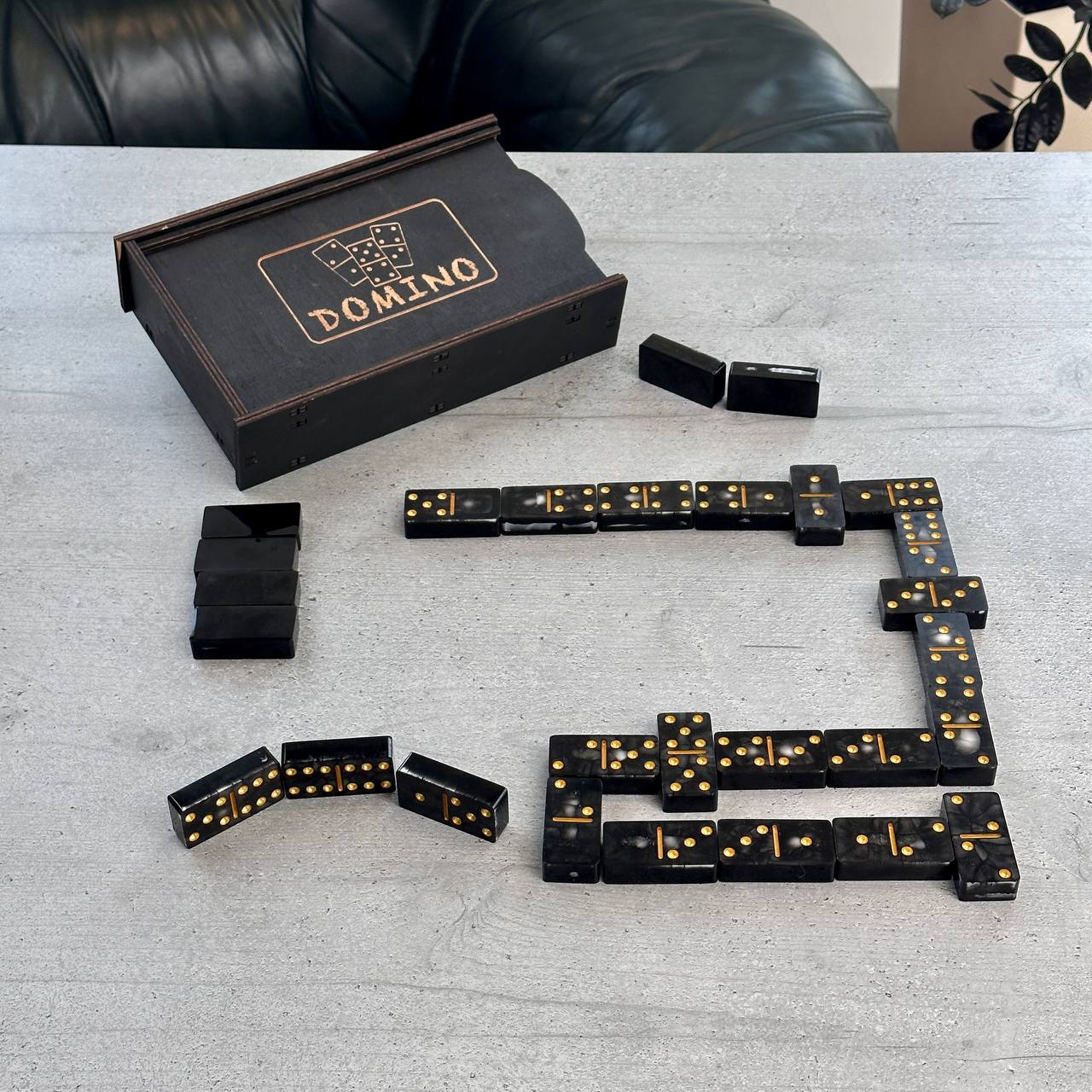 Dominoes Set Handmade Epoxy resin Classic Black 52*26*10mm  in box. Gift-ready