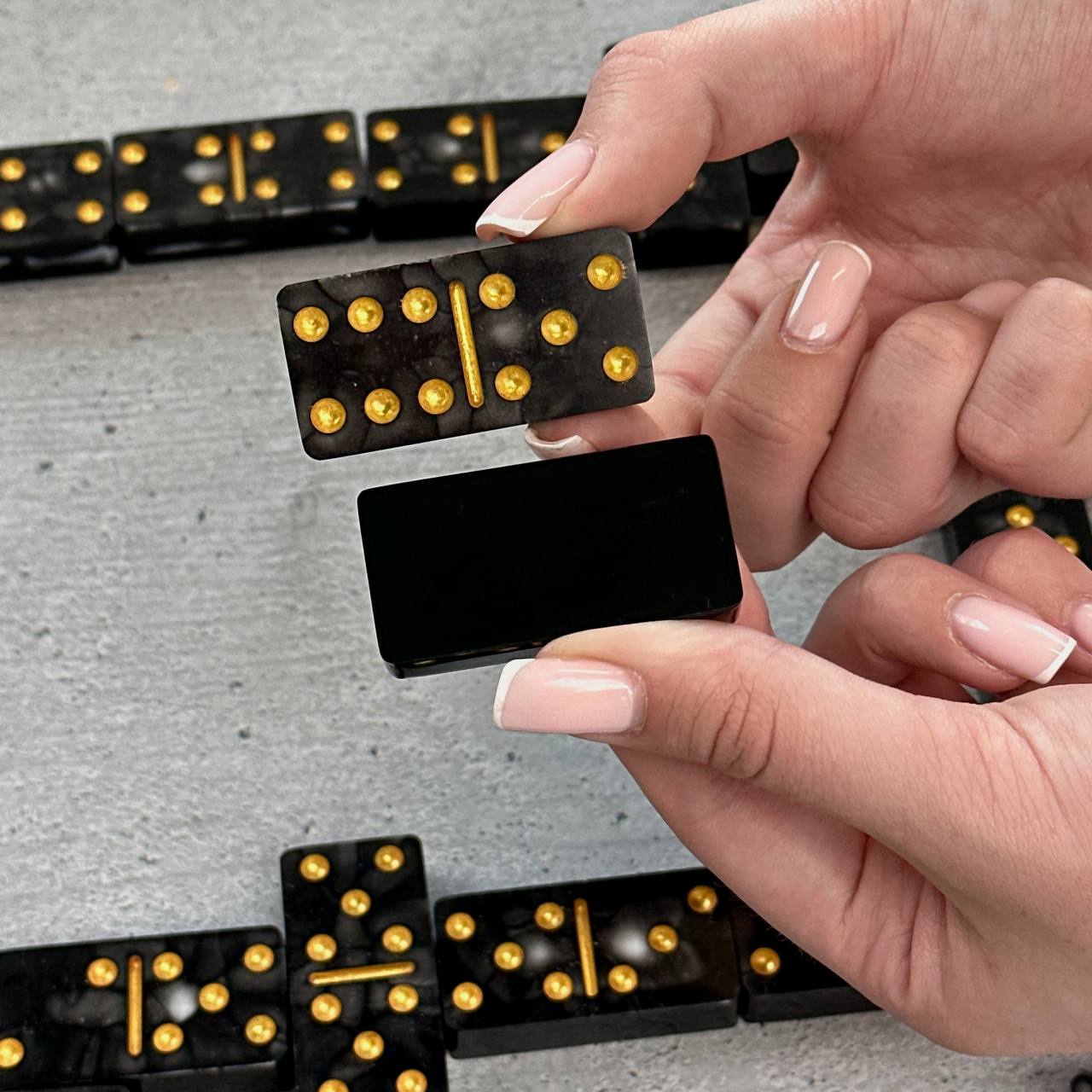 Dominoes Set Handmade Epoxy resin Classic Black 52*26*10mm  in box. Gift-ready