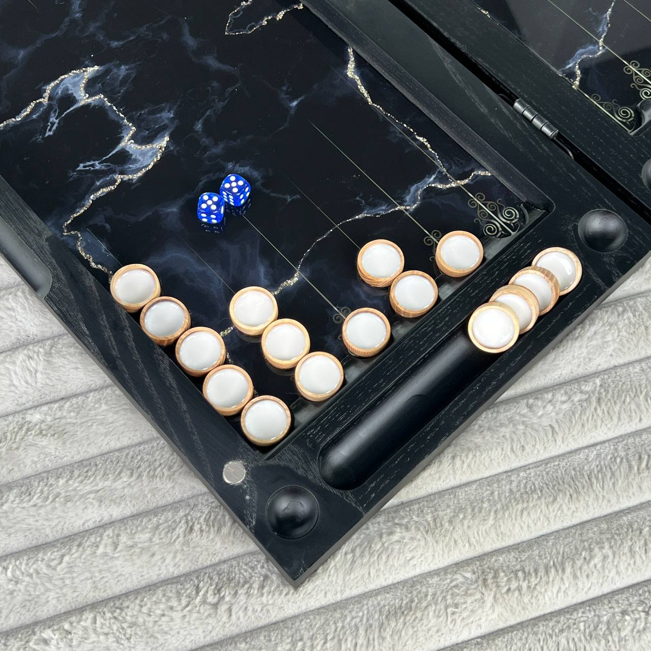 Glass Chess and Backgammon Set 3 in 1 in Wooden Frame, 2 sizes,  A Luxurious Golden Design Gift-ready Board Game