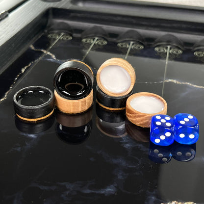 Glass Chess and Backgammon Set 3 in 1 in Wooden Frame, 2 sizes,  A Luxurious Golden Design Gift-ready Board Game