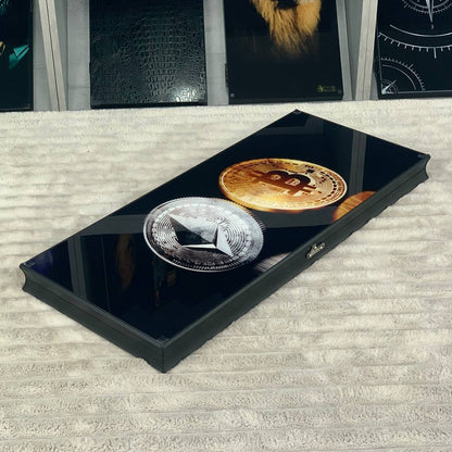 Glass backgammon "Bitcoin-Ethereum",  backgammon board, gift for boss, Gift-ready