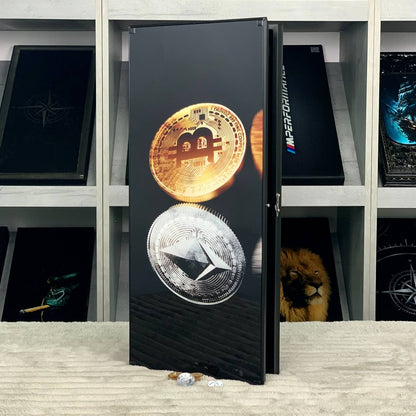 Glass backgammon "Bitcoin-Ethereum",  backgammon board, gift for boss, Gift-ready