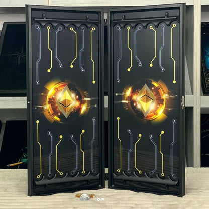 Glass backgammon "Bitcoin-Ethereum",  backgammon board, gift for boss, Gift-ready