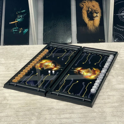 Glass backgammon "Bitcoin-Ethereum",  backgammon board, gift for boss, Gift-ready