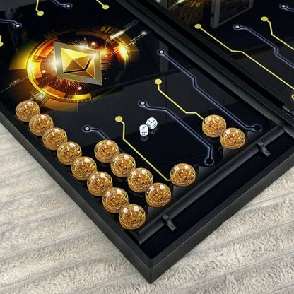 Glass backgammon "Bitcoin-Ethereum",  backgammon board, gift for boss, Gift-ready